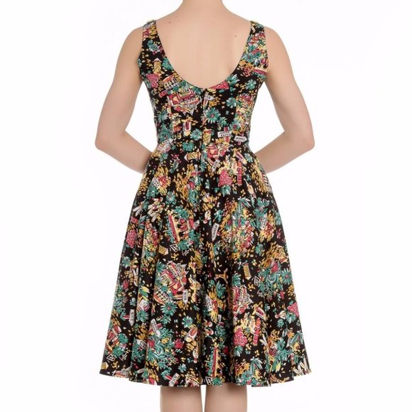 Small NWT Hell Bunny Monte Carlo Retro Holiday Tiki Vacation Dress - Picture 2 of 7